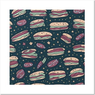 Hot dog pattern Posters and Art